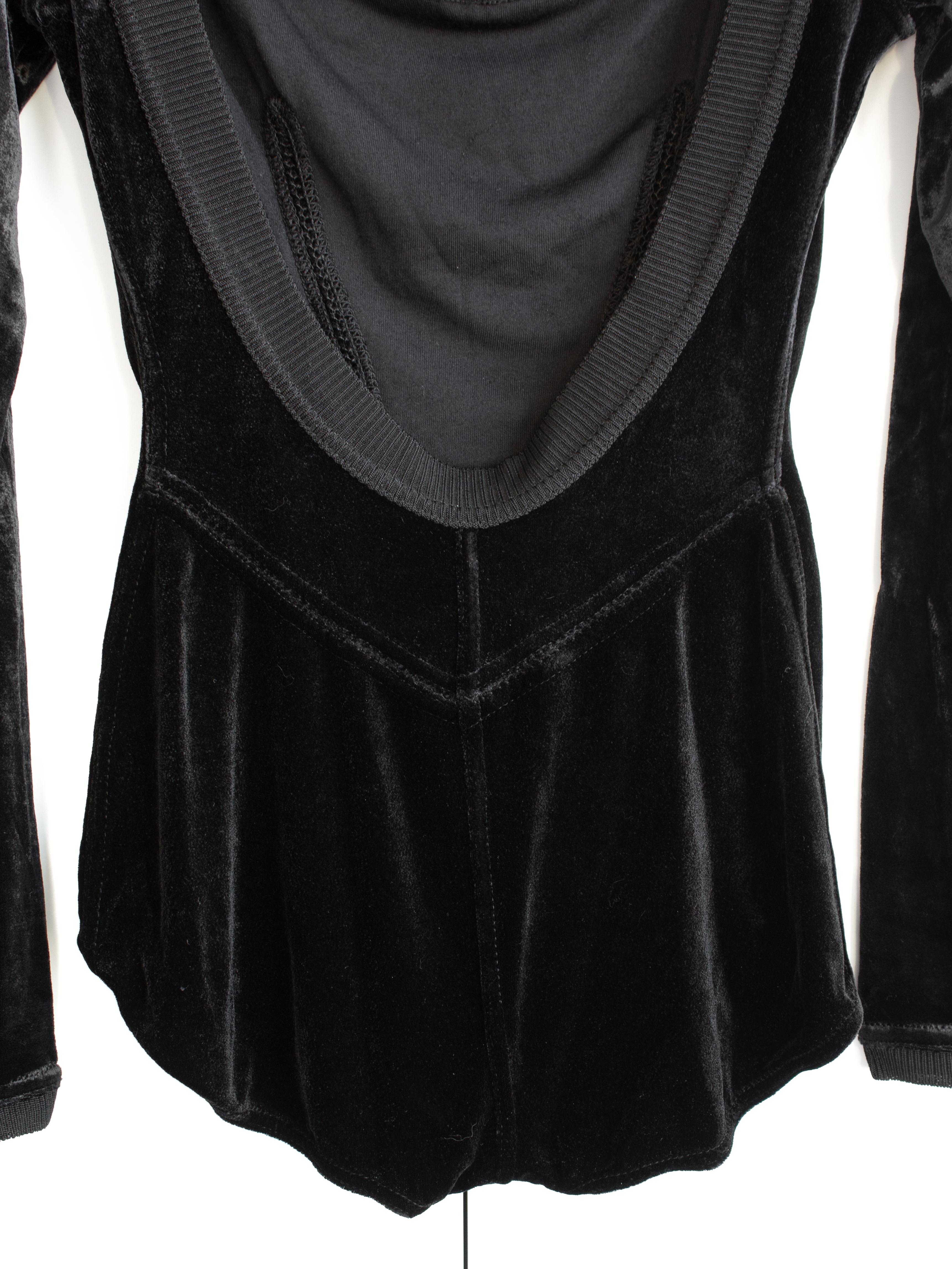 Alaia Vintage Autunno/Inverno 1988 - Body a collo alto in velluto nero in vendita 4