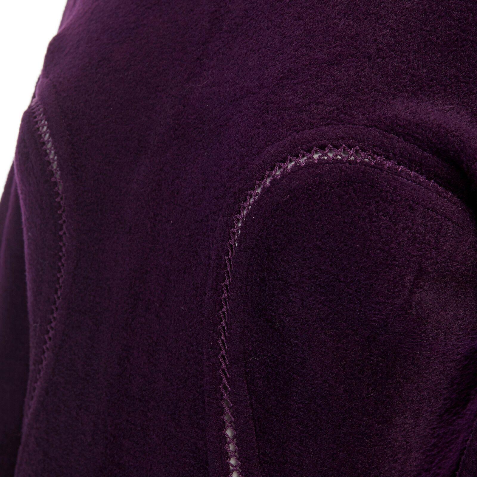 ALAIA Vintage purple chenille laddered seams bodycon stretch dress XS US2 UK8 5