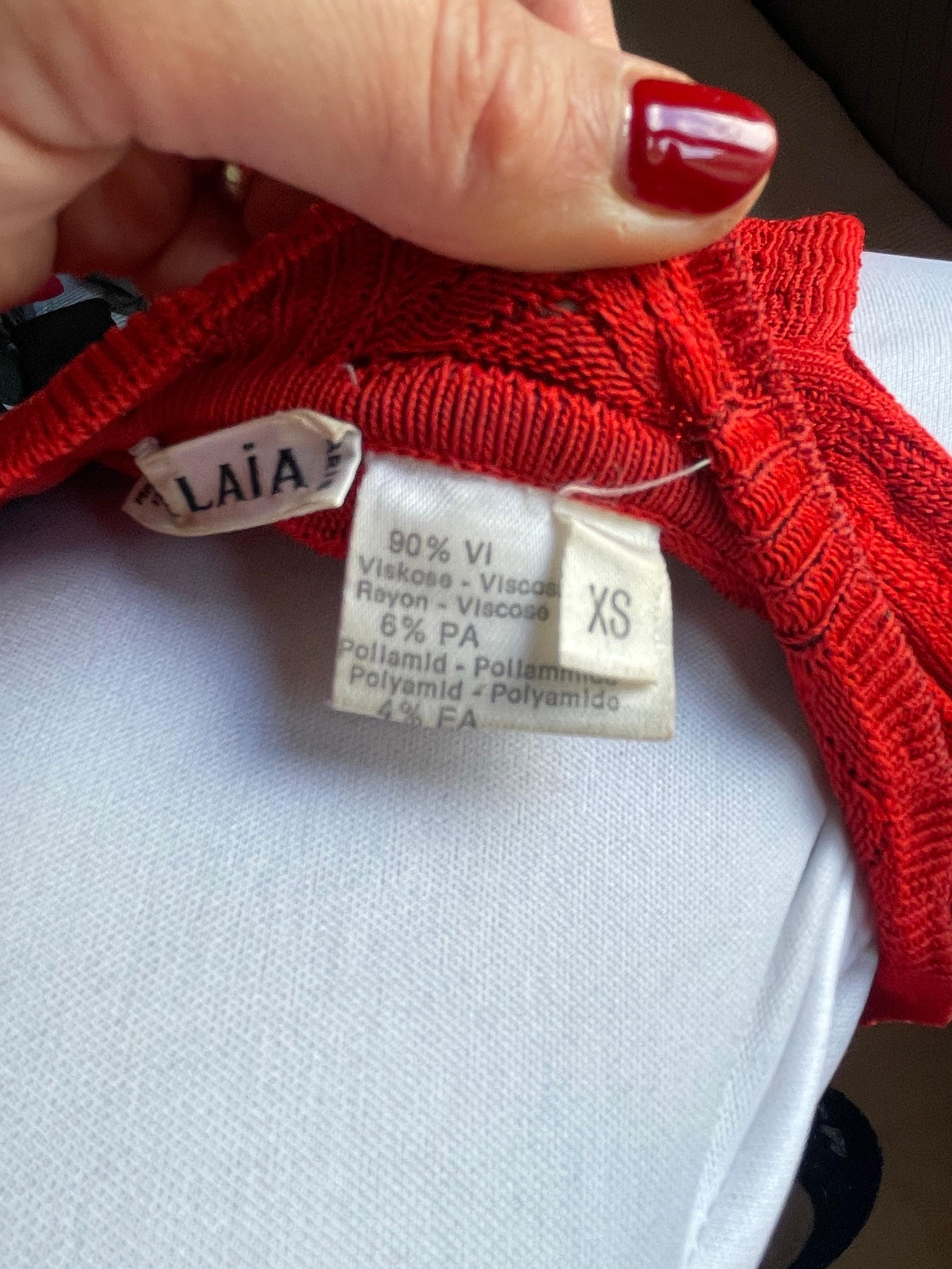 ALAIA Vintage rotes Kleid integrierter Body im Zustand „Hervorragend“ im Angebot in CACHAN, FR