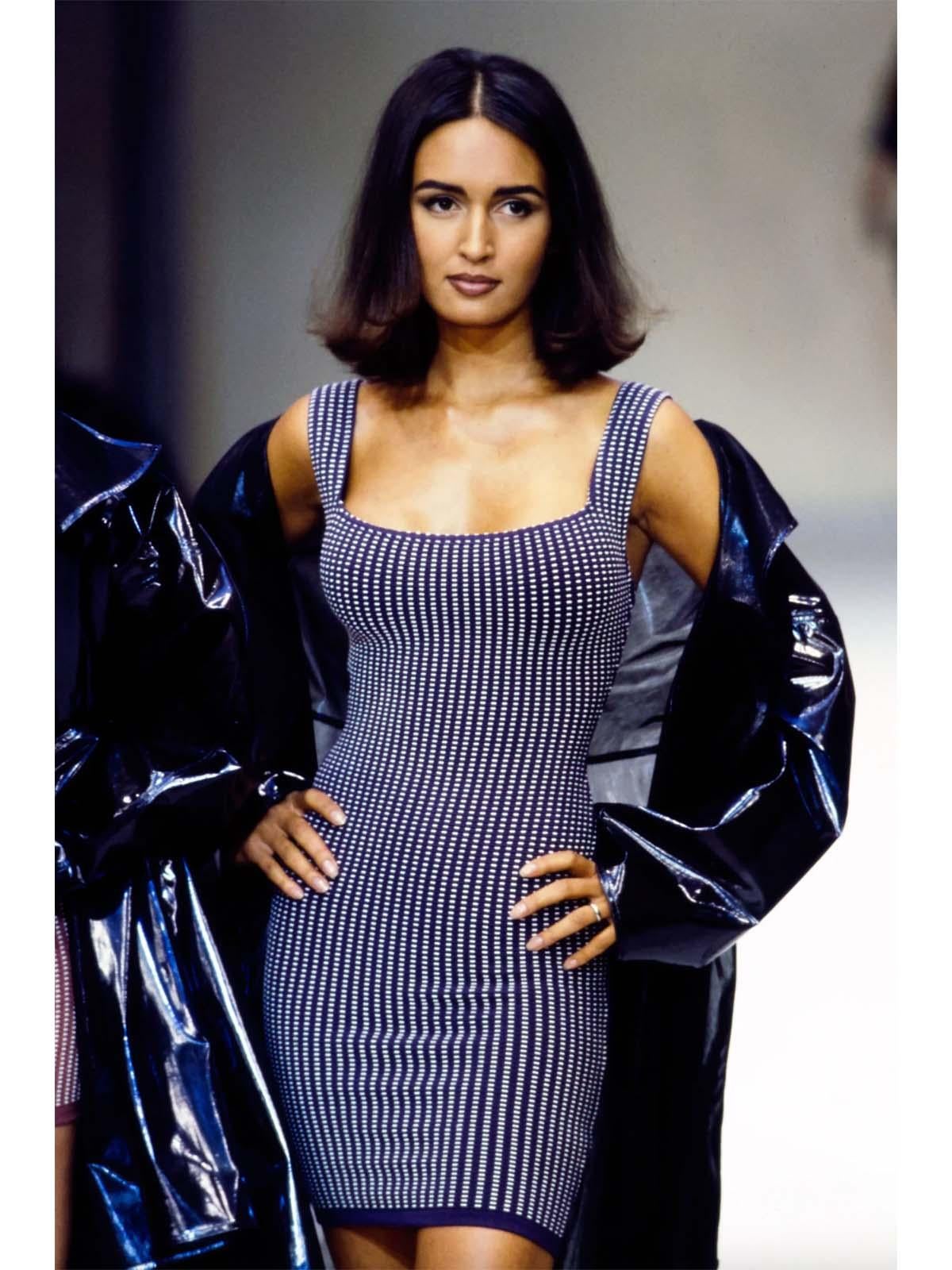 Alaia Vintage S/S 1990 Runway Blue Bodycon Dress Pour femmes en vente