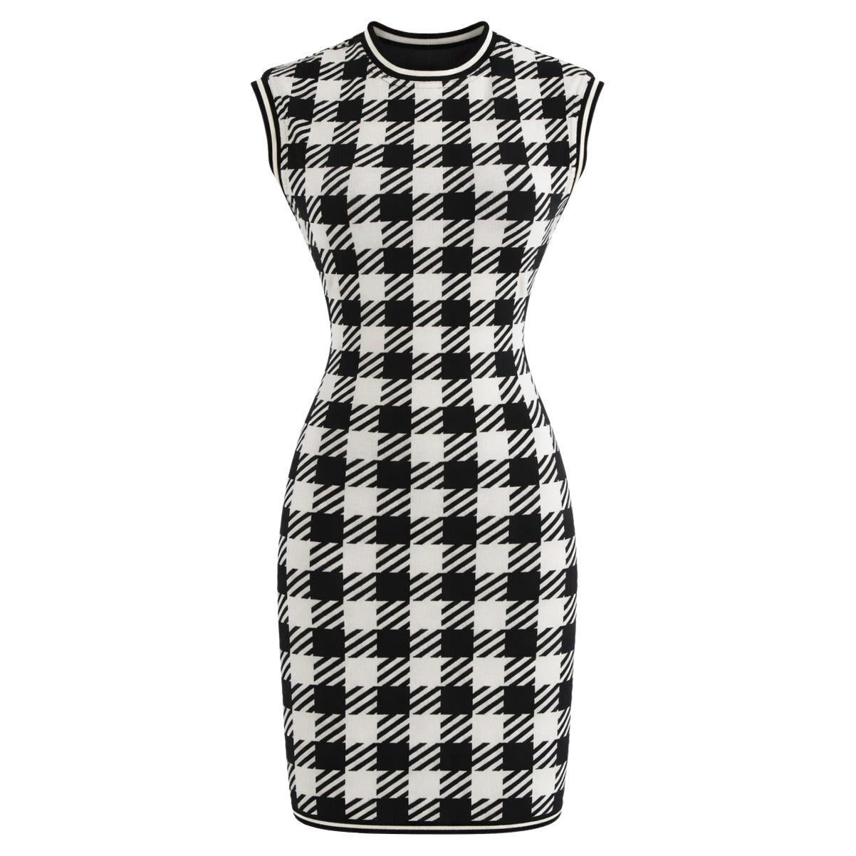 Alaia Vintage S/S 1991 Tati Black White Houndstooth Mini Dress