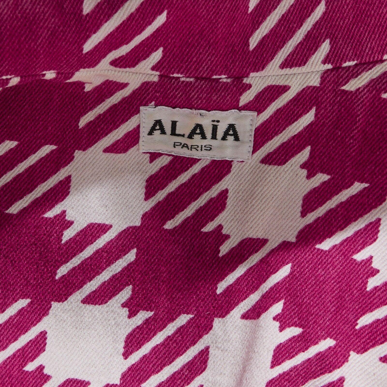 ALAIA Vintage SS91 Tati red white checked denim fitted jacket M FR38 IT42 US6 5