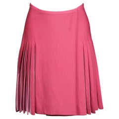 Mini-jupe Alaia Vintage en tricot plissé bicolore rose Barbie