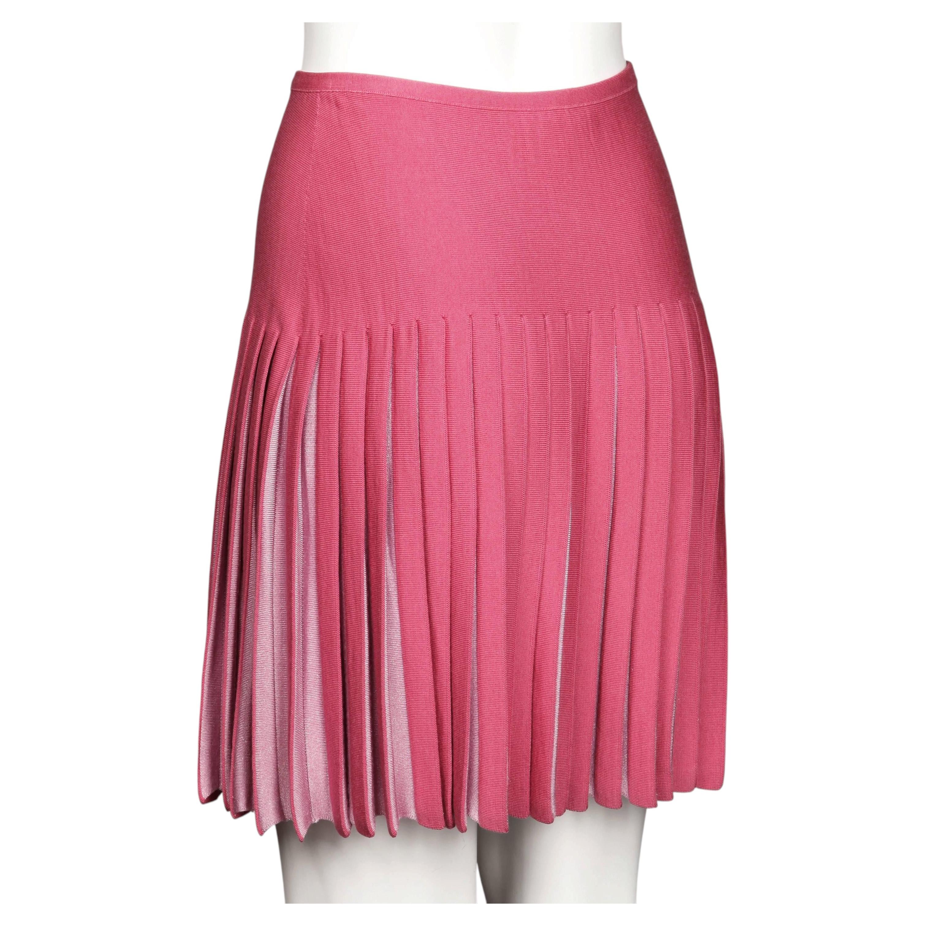 Mini falda de punto plisado en dos tonos rosa Barbie de Alaia Vintage