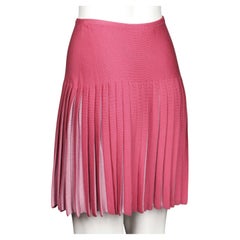 Mini-jupe Alaia Vintage en tricot plissé bicolore rose Barbie