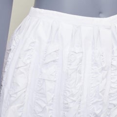 ALAIA Vintage cotton crumpled shirred panelled high waist flared skirt FR40 L