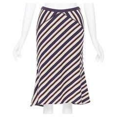 ALAIA viscose polyested knitted graphic stripe flute hem fitted skirt S 22"