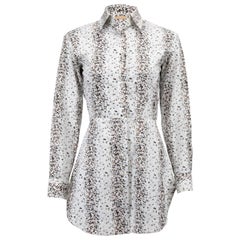 Alaïa White Abstract Button Up Cotton Blouse Size S