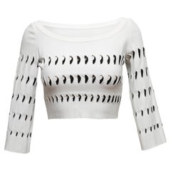 Alaia White & Black Long Sleeve Cutout Top