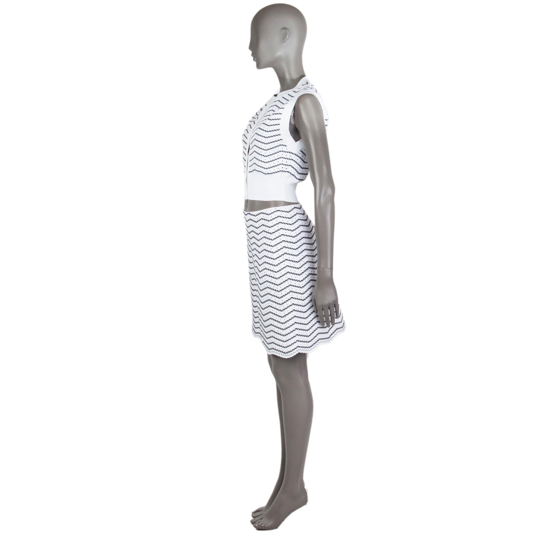 Gray ALAIA white & black viscose CHEVRON JACQUARD KNIT Skirt 40 M