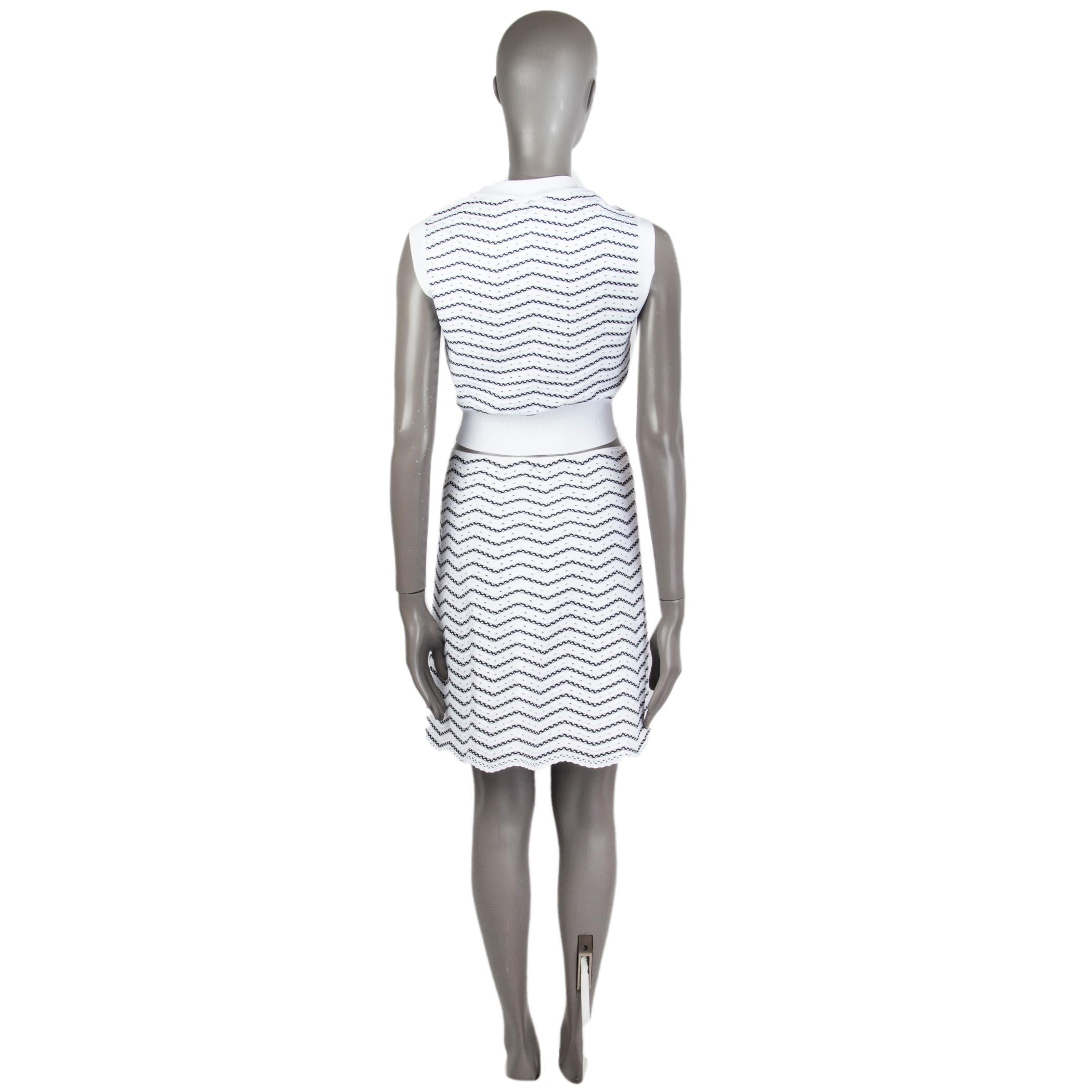 Women's ALAIA white & black viscose CHEVRON JACQUARD KNIT Skirt 40 M