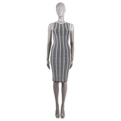 ALAIA white & black viscose PYTHON-JACQUARD KNIT Dress 36 XS