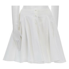 ALAIA white button front textured cotton flared skirt FR40 IT44 28"