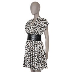 ALAIA white cotton 2022 LEOPARD BELTED POPLIN MINI Dress 40 M