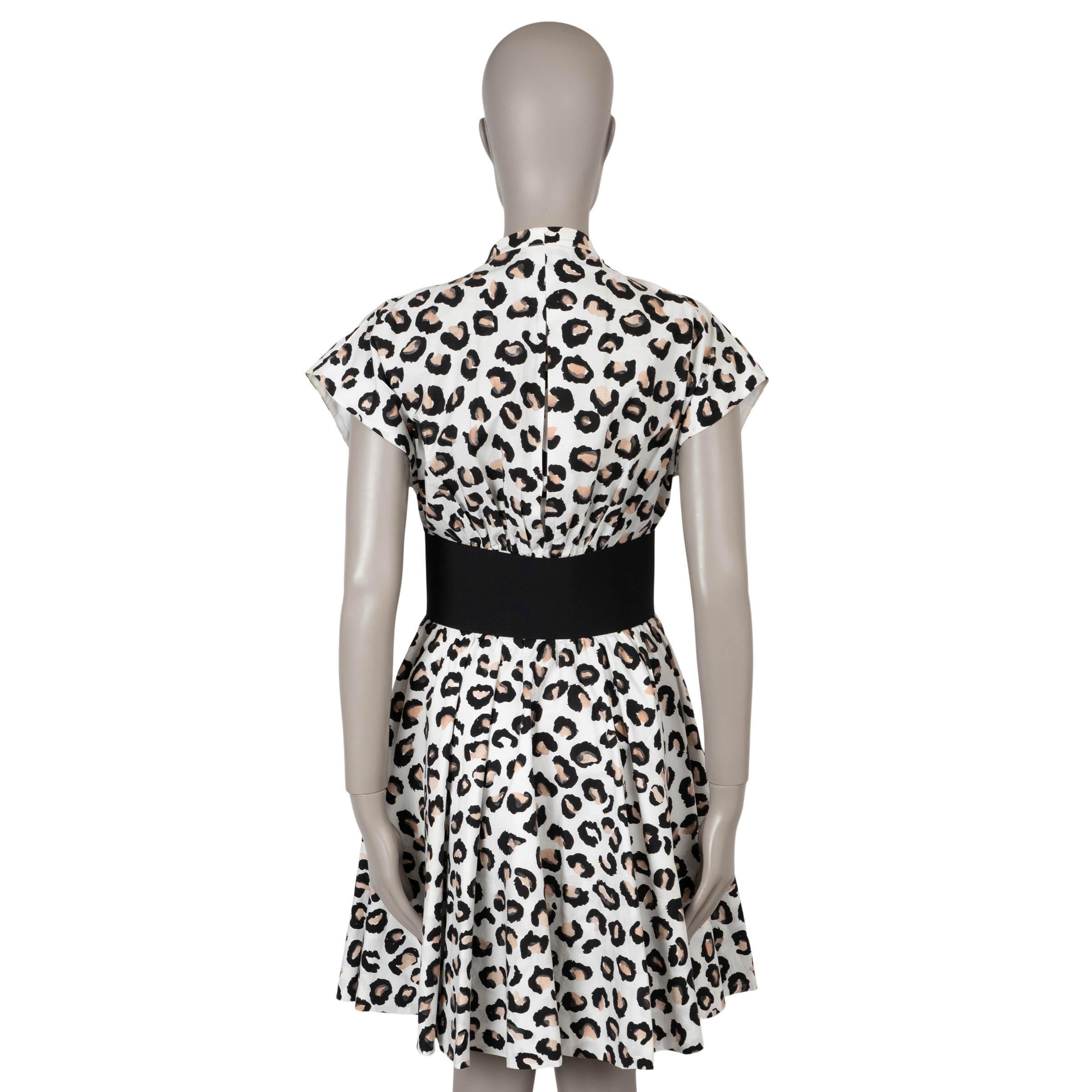 Gray ALAIA white cotton 2022 LEOPARD BELTED POPLIN MINI Dress 40 M For Sale