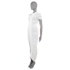 ALAIA white cotton blend 2023 TUBE SHEER KNIT MAXI Dress 36 XS ICONIC PIECE