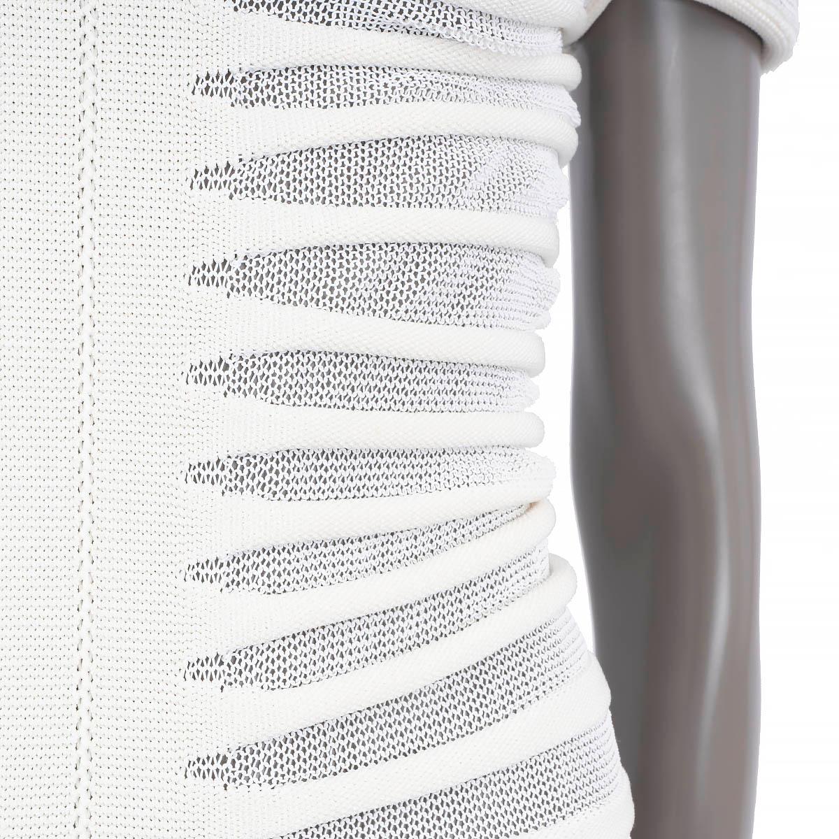 ALAIA white cotton blend 2023 TUBE SHEER KNIT MAXI Dress 36 XS ICONIC PIECE In Excellent Condition In Zürich, CH