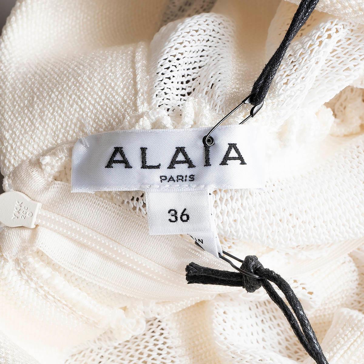 Women's ALAIA white cotton blend 2023 TUBE SHEER KNIT MAXI Dress 36 XS ICONIC PIECE