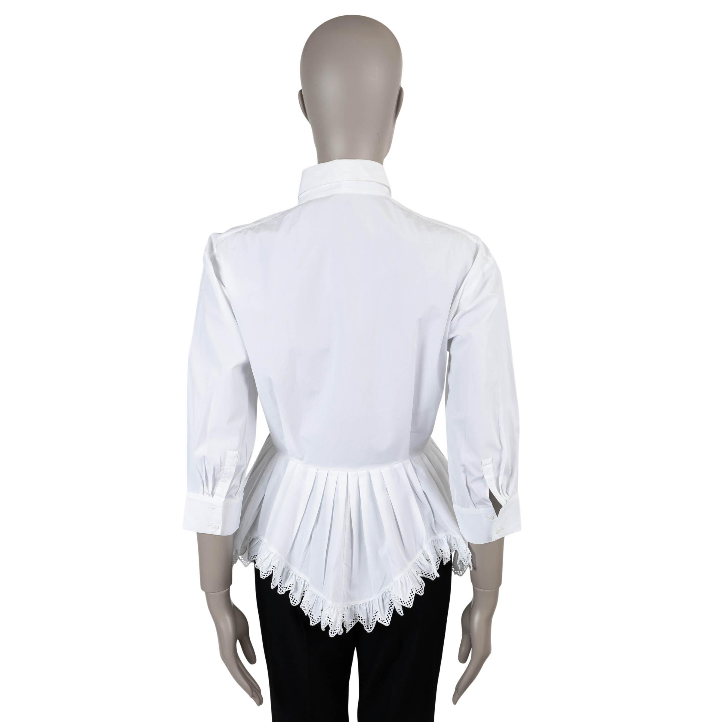 Grigio ALAIA camicia in cotone bianco CROCHET TRIM POPLIN PEPLUM 42 L. in vendita