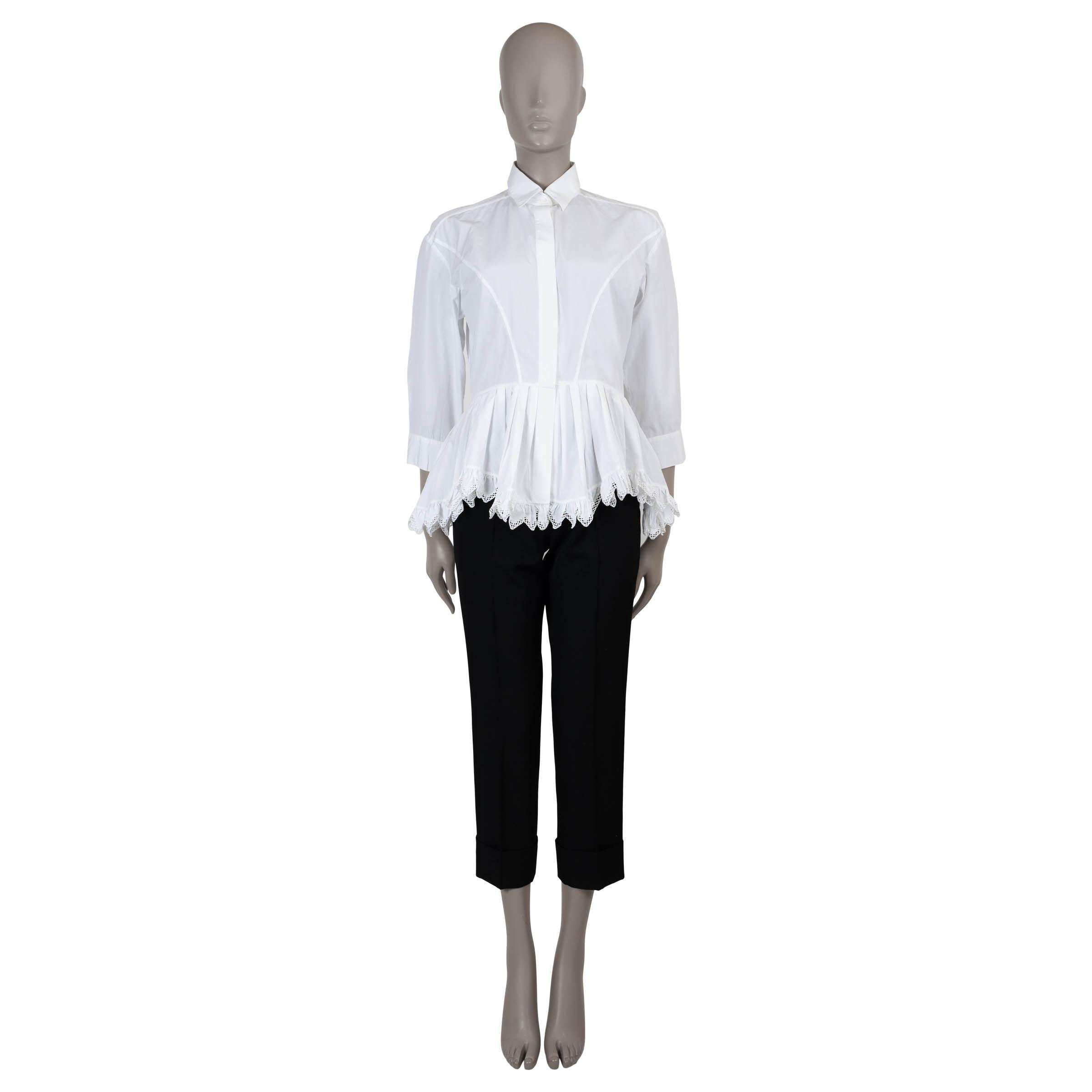 Donna ALAIA camicia in cotone bianco CROCHET TRIM POPLIN PEPLUM 42 L. in vendita
