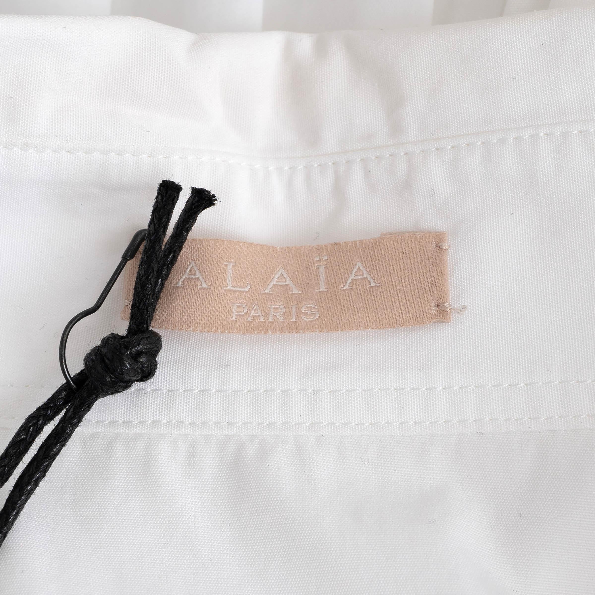 ALAIA camicia in cotone bianco CROCHET TRIM POPLIN PEPLUM 42 L. in vendita 2