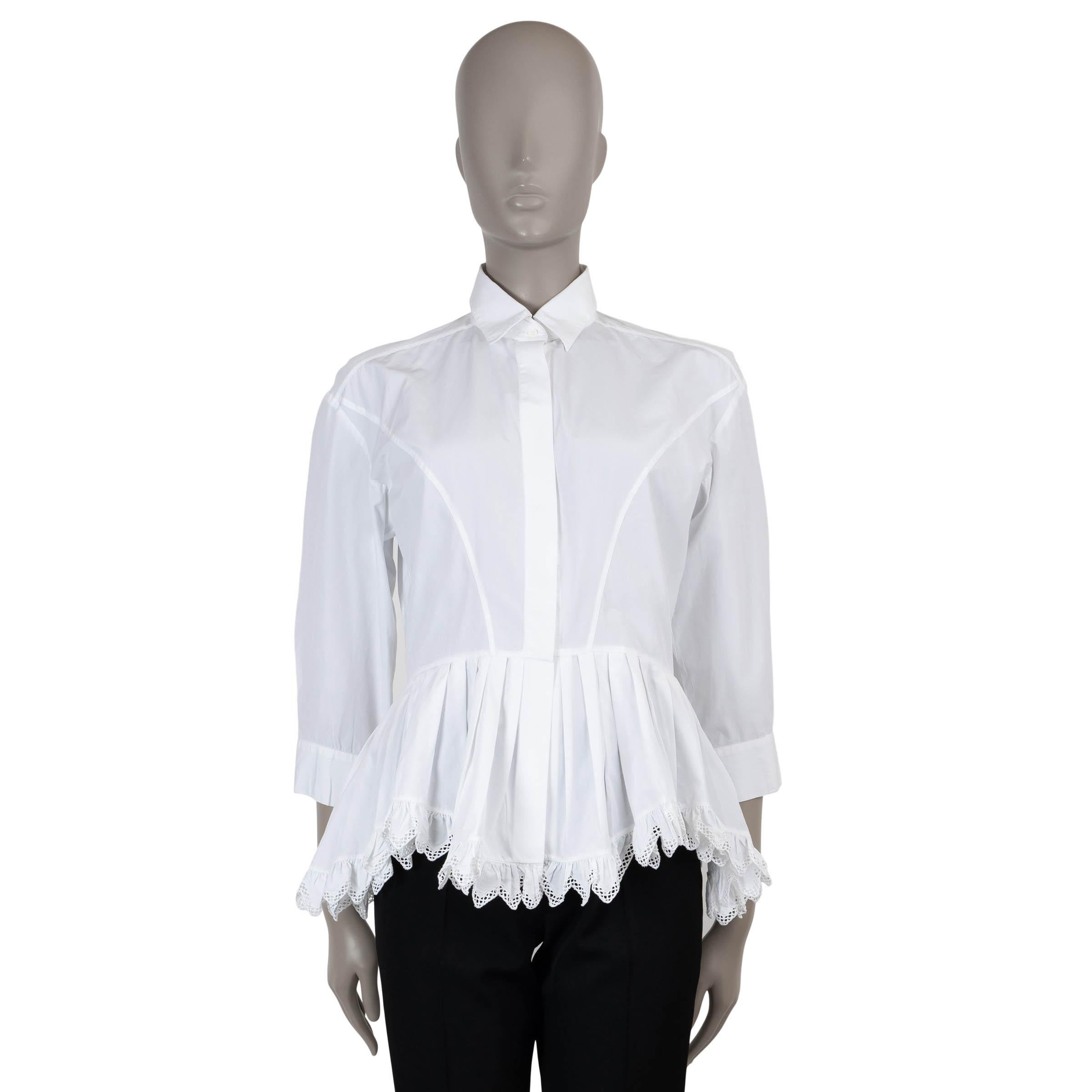 ALAIA camicia in cotone bianco CROCHET TRIM POPLIN PEPLUM 42 L.