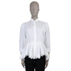 ALAIA camicia in cotone bianco CROCHET TRIM POPLIN PEPLUM 42 L.