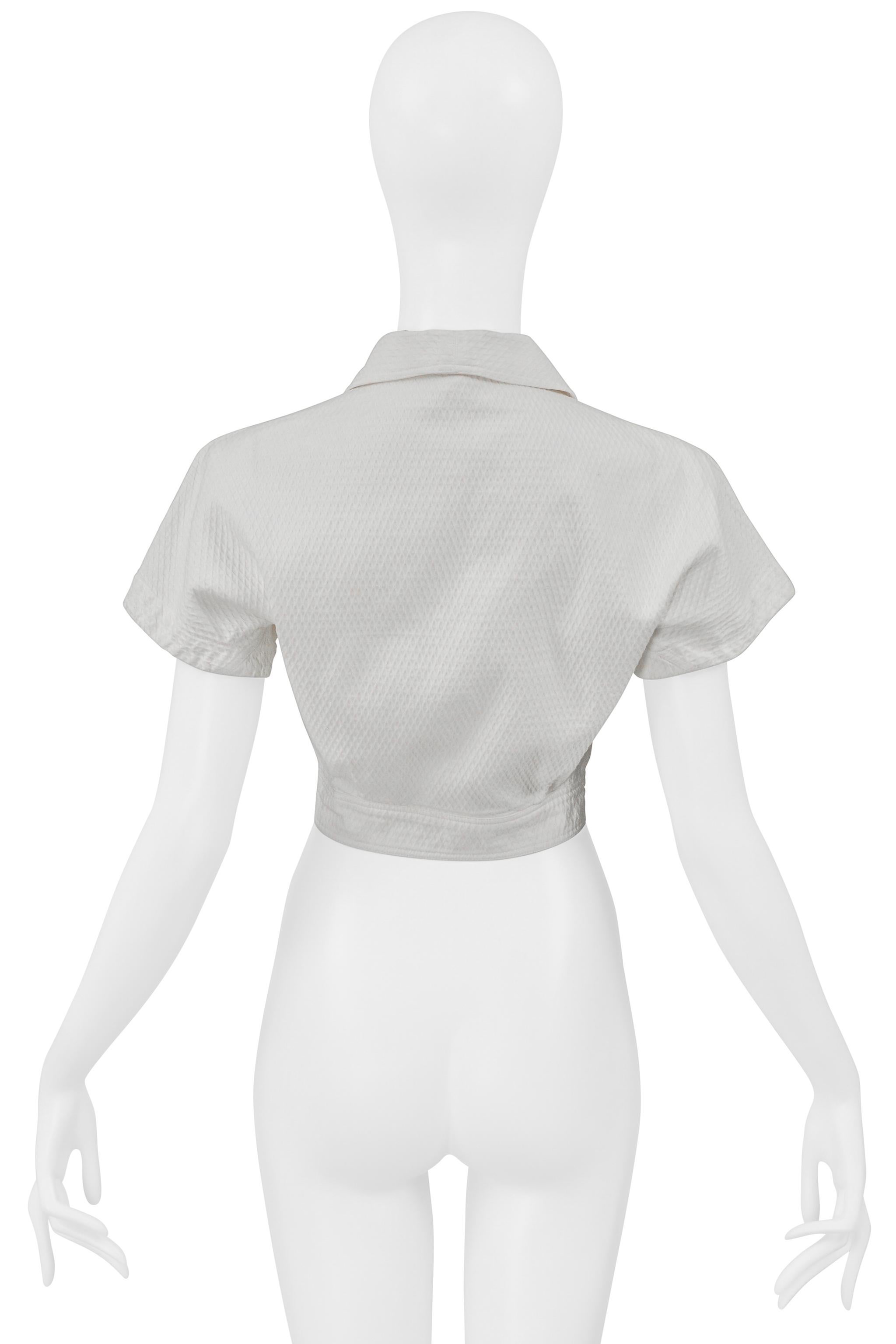 Alaia Crop Top in cotone bianco con ritaglio 1990 In condizioni ottime in vendita a Los Angeles, CA