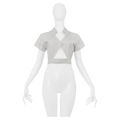 Alaia White Cotton Crop Top With Cutout 1990