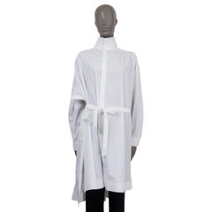ALAIA white cotton OVERSIZED SLIT BACK BELTED POPLIN Shirt 38 S