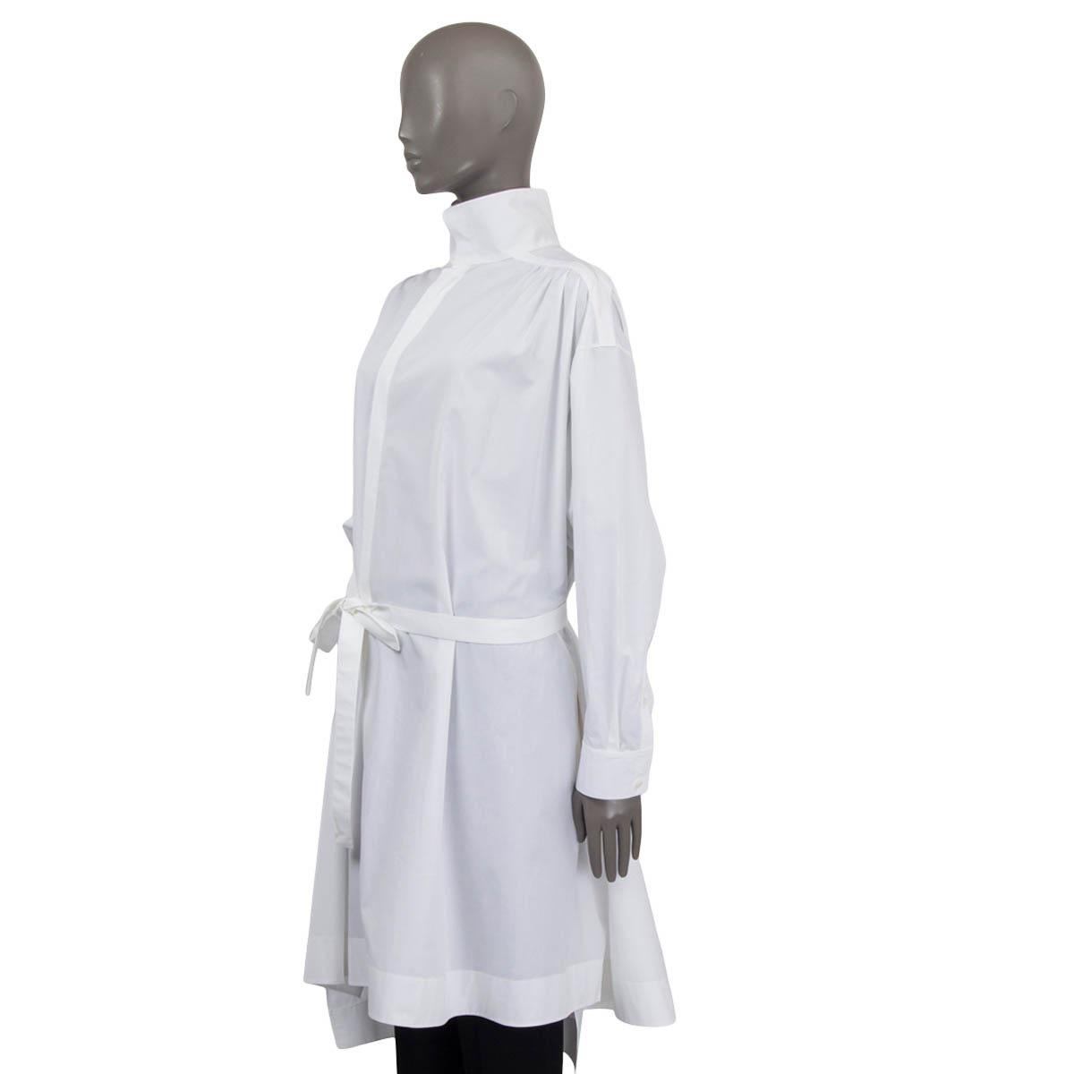 ALAIA white cotton OVERSIZED SLIT BACK BELTED POPLIN Shirt 38 S In Excellent Condition In Zürich, CH