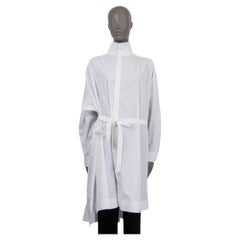 ALAIA white cotton OVERSIZED SLIT BACK BELTED POPLIN Shirt 38 S