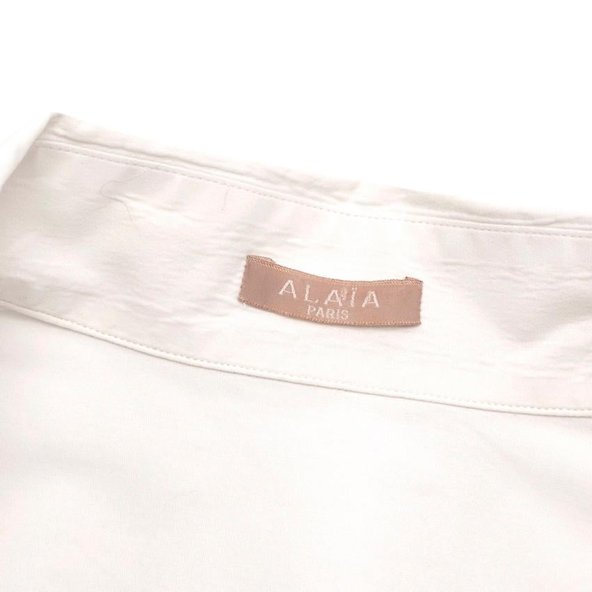 Alaia White Cotton Poplin Longline Shirt In Excellent Condition For Sale In London, GB