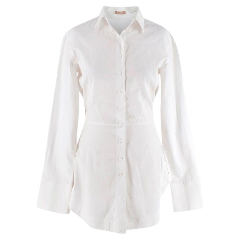 Alaia White Cotton Poplin Longline Shirt For Sale