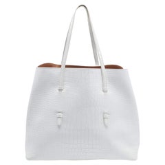 Alaia White Croc Embossed Leather Mina Vienne Tote