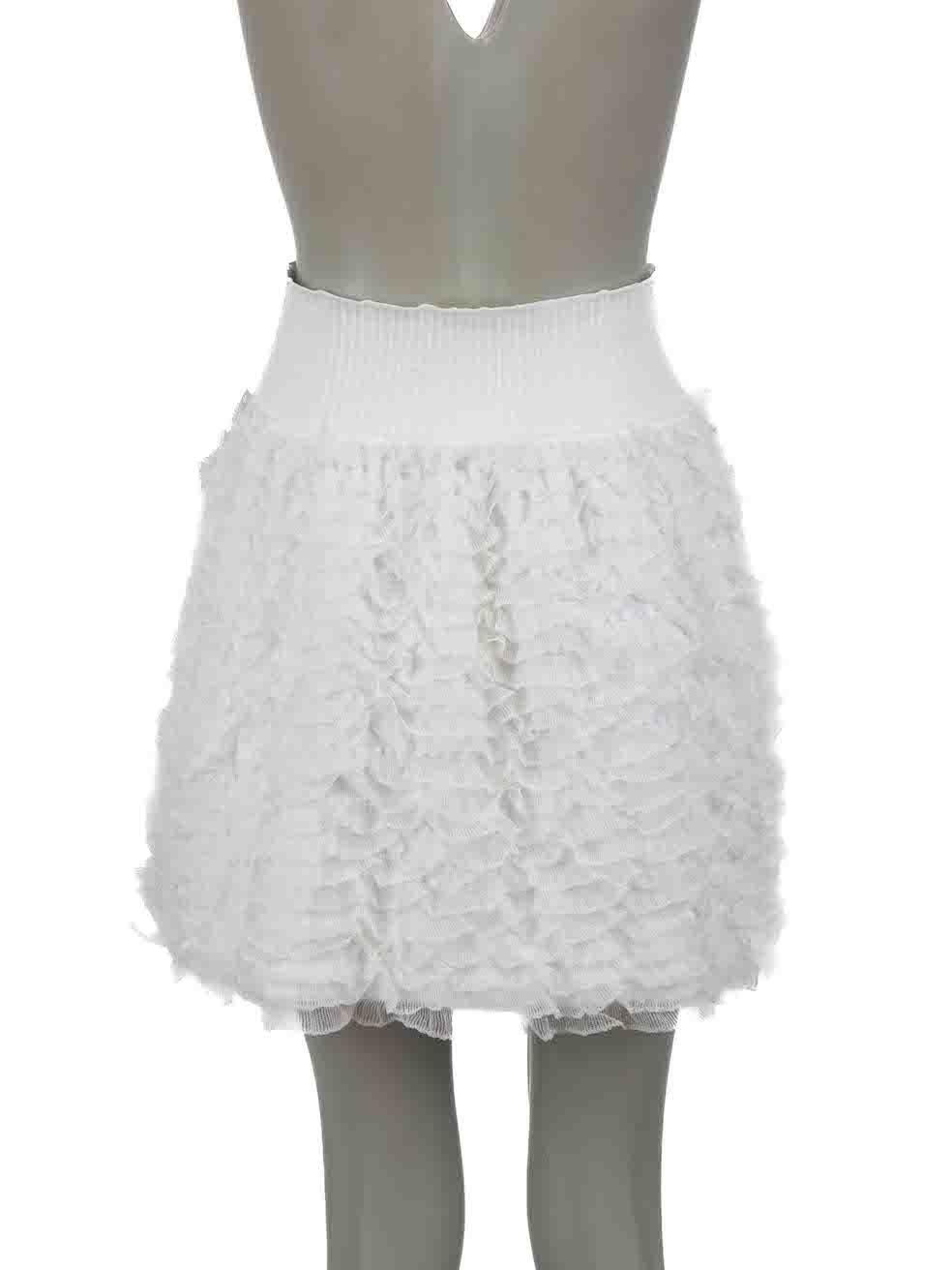 Alaïa White Elasticated Ruffle Layer Mini Skirt Size M In Excellent Condition For Sale In London, GB