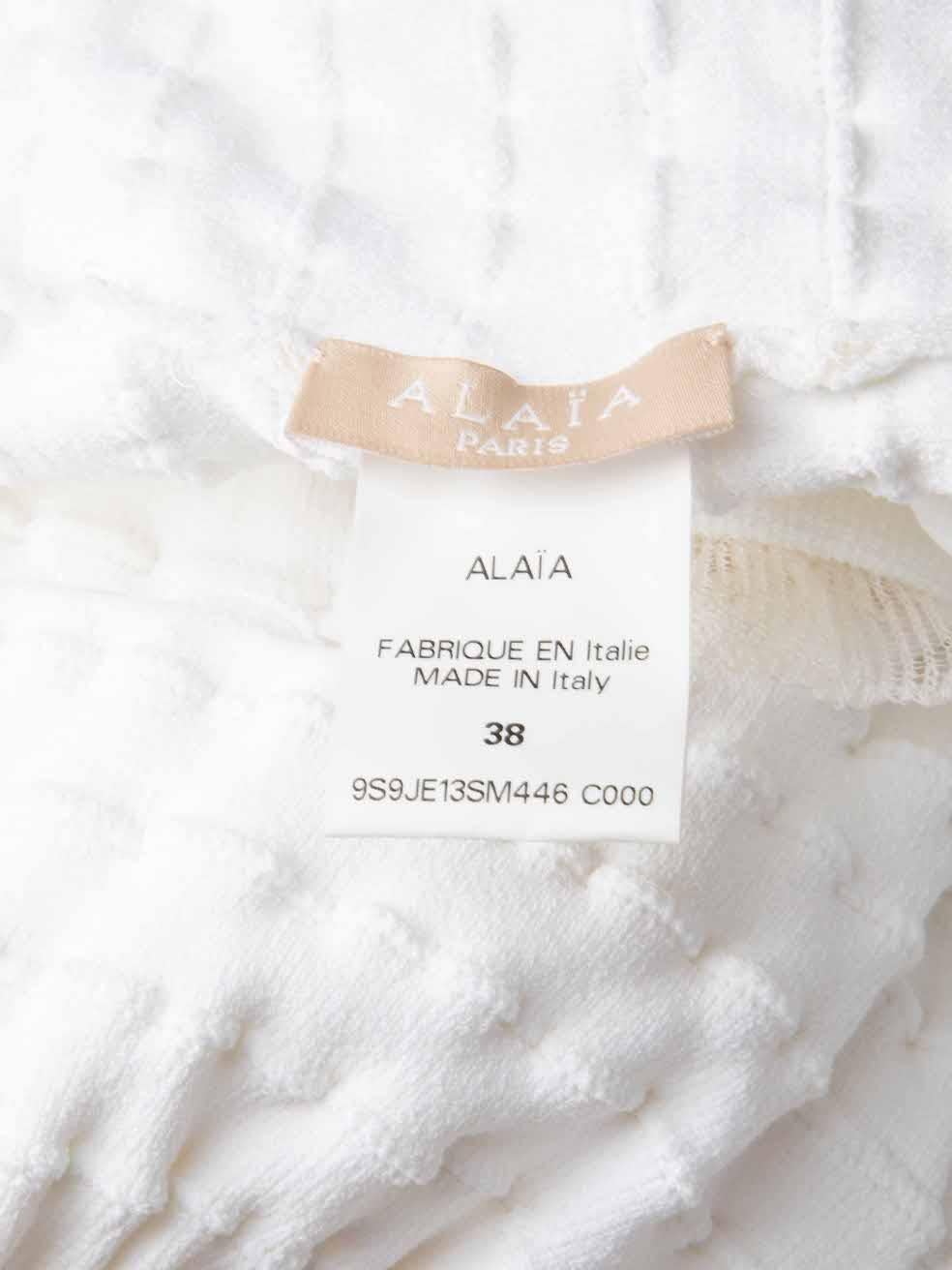 Women's Alaïa White Elasticated Ruffle Layer Mini Skirt Size M For Sale