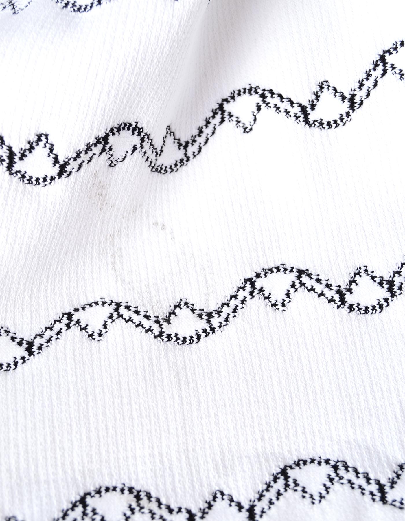 Women's Alaia White Fit & Flare Sleeveless Dress W/ Black Embroidery Sz 40 For Sale