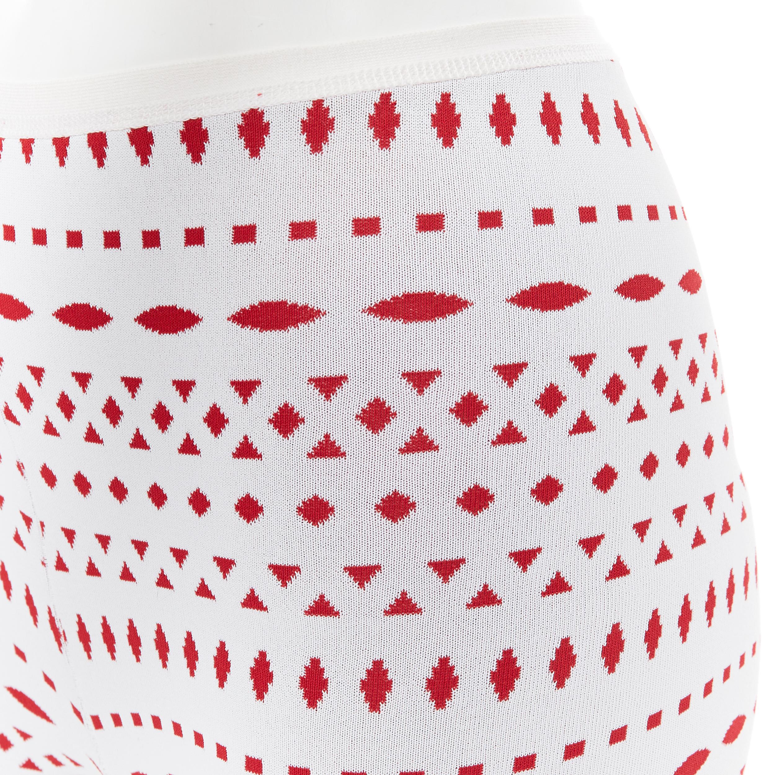 ALAIA white geometric red jacquard viscose blend knit biker shorts pants XS
Brand: Alaia
Designer: Azzedine Alaia
Model Name / Style: Biker pants
Material: Viscose blend
Color: White and red
Pattern: Geometric
Closure: Pull on
Extra Detail: Mid