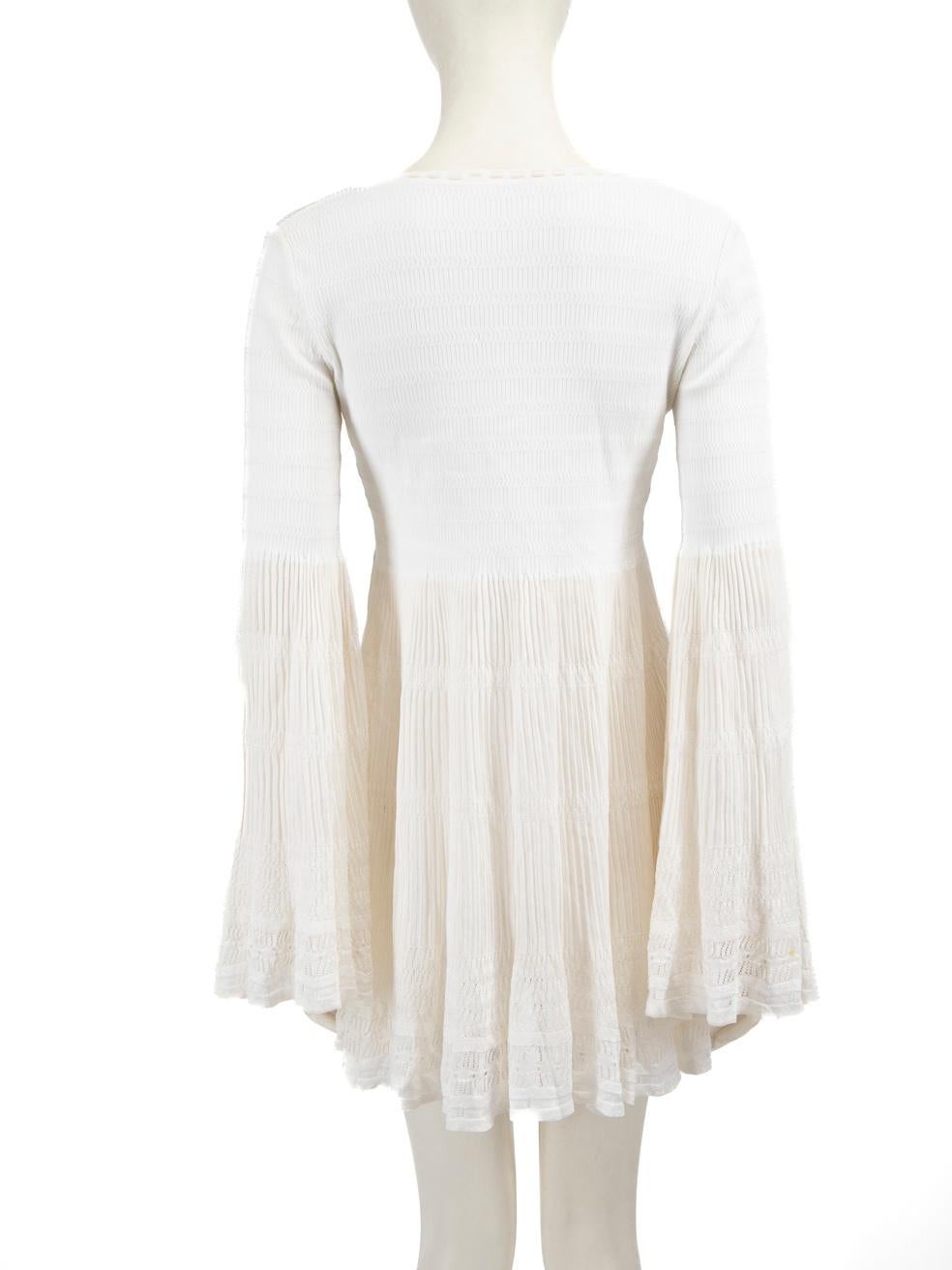 Gray Alaïa White Lace Pattern Knit Dress Size M