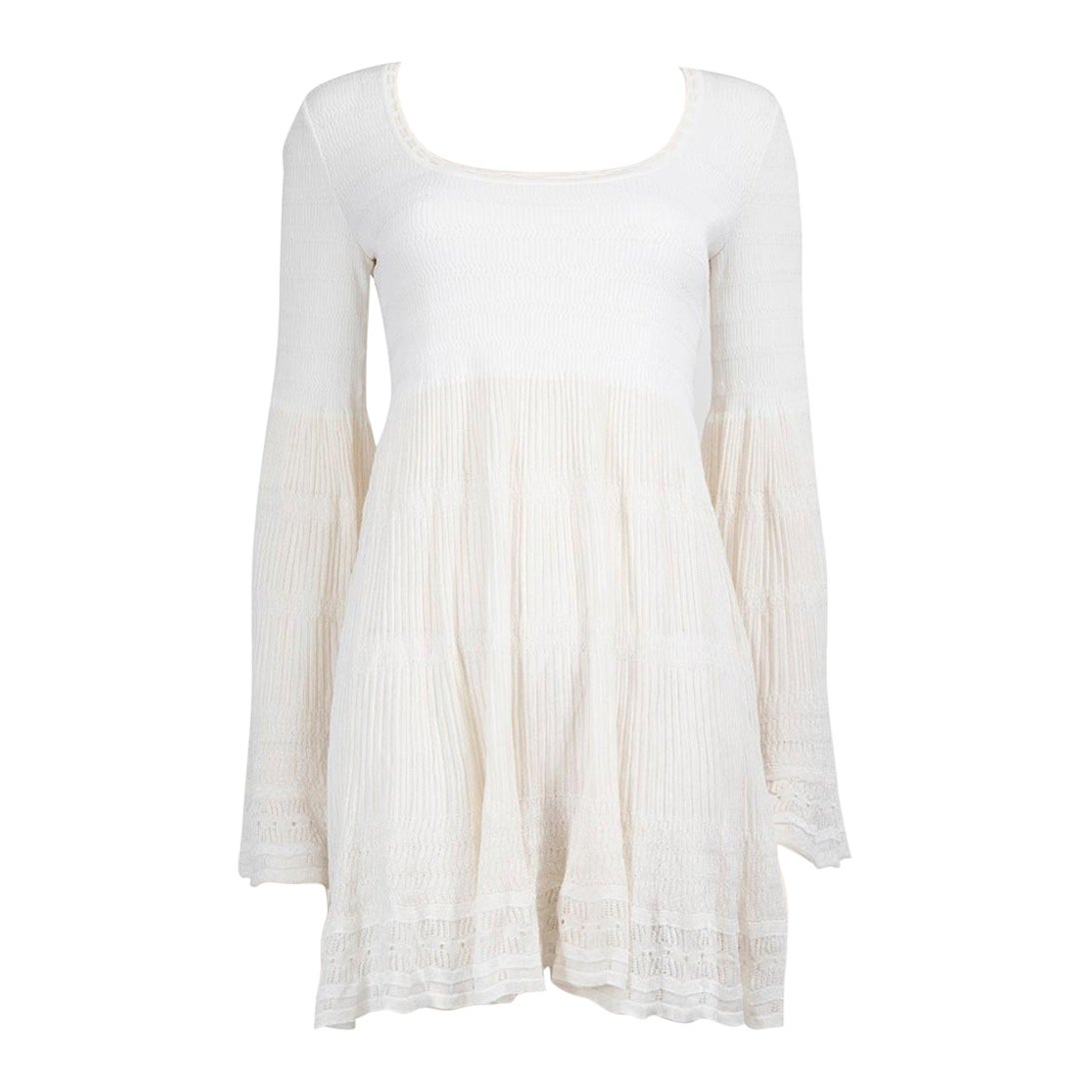 Alaïa White Lace Pattern Knit Dress Size M