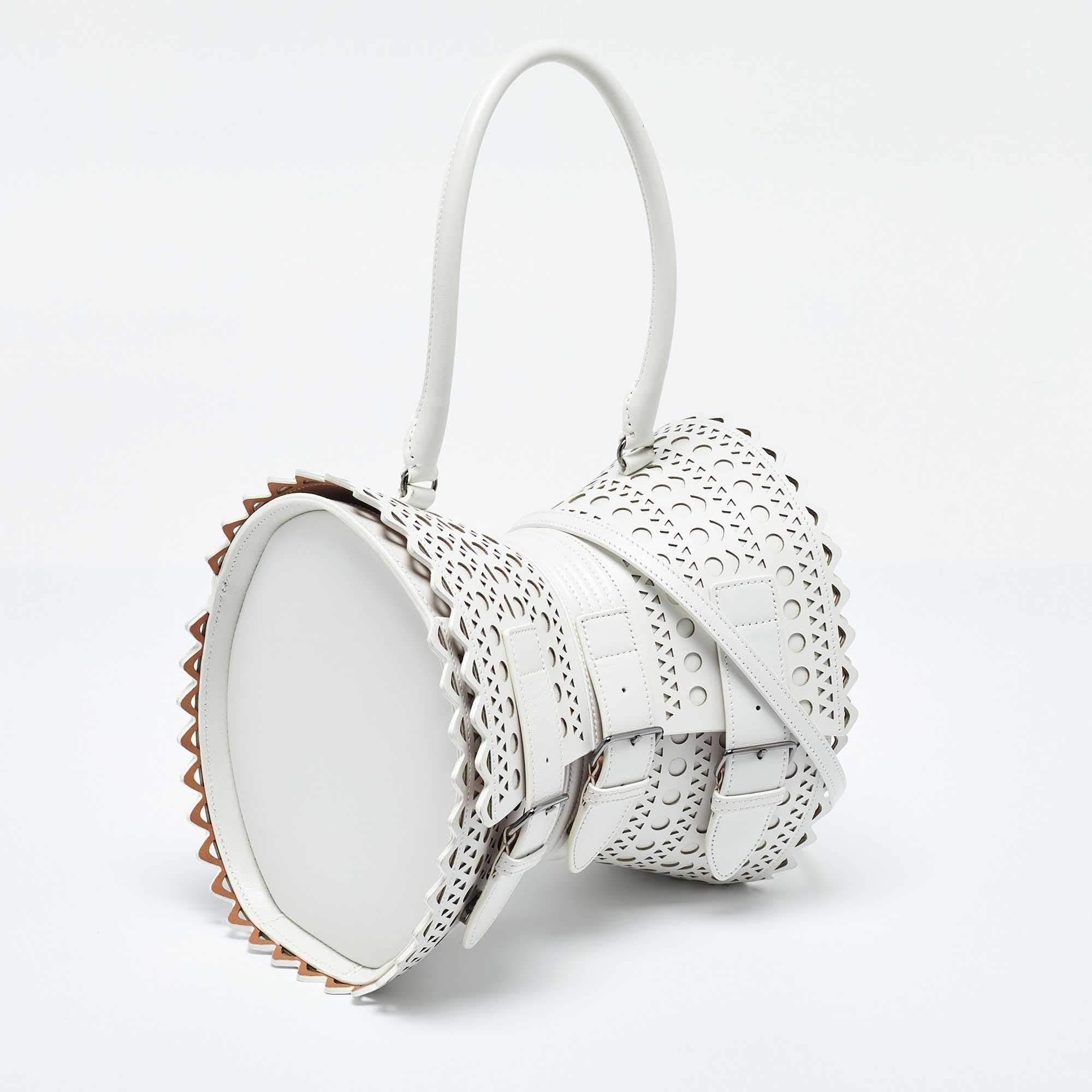 Gray Alaia White Laser Cut Leather Edition 1992 Corset Bag