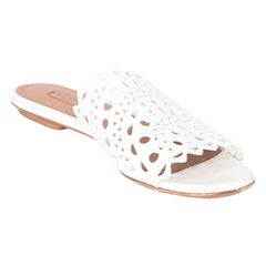 Alaïa White Leather Lasercut Sandals Size IT 37