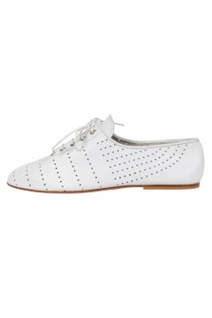 Alaia White Leather Perforated Brogue Oxford Shoes 80S-90S
