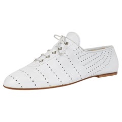 Alaia White Leather Perforated Brogue Oxford Shoes 80S-90S