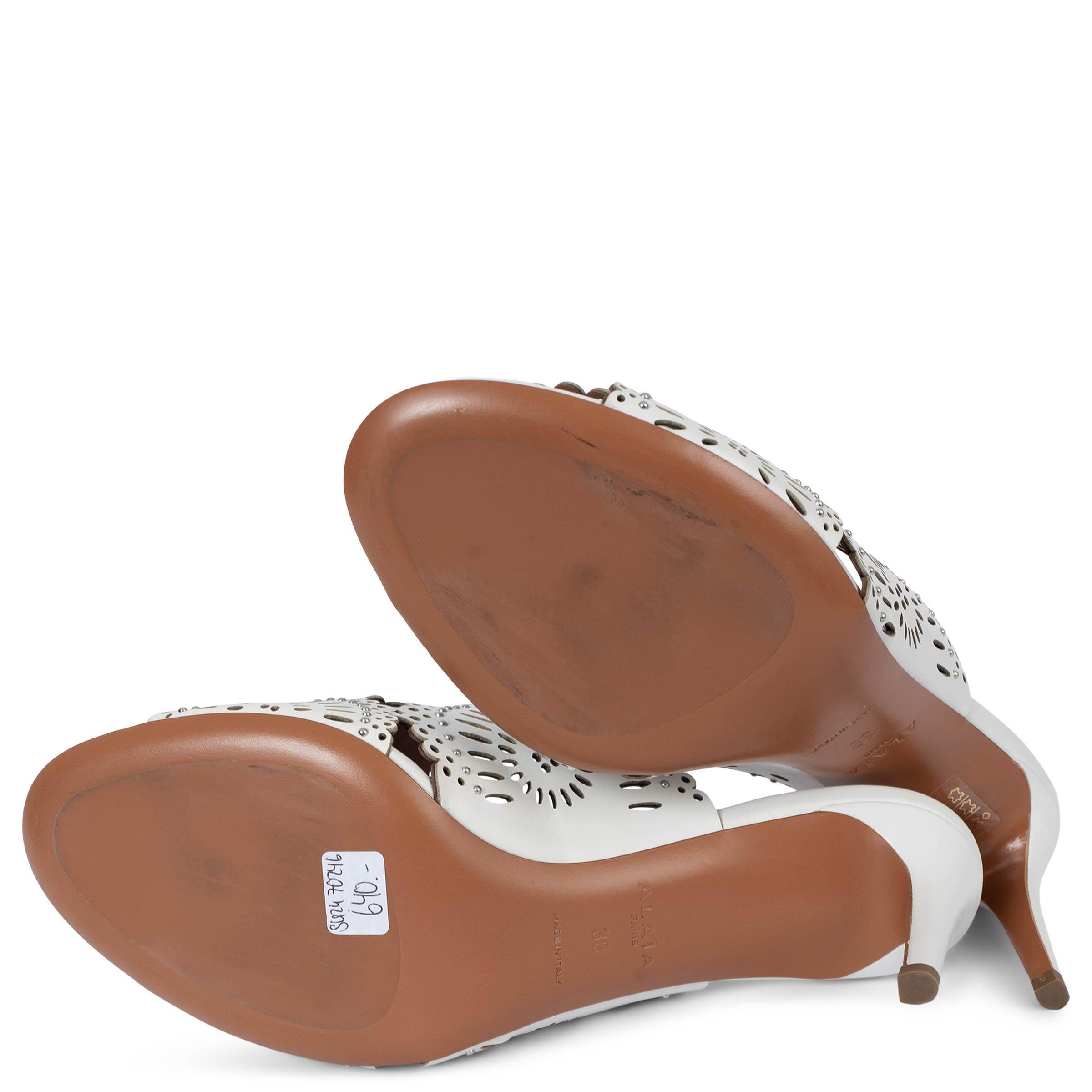 ALAIA Weiße Ledersandalen STUDDED VIENNE MOLUKAI mit Absatz aus weißem Leder 38 im Angebot 2