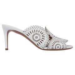 ALAIA white leather STUDDED VIENNE MOLUKAI Sandals Shoes 38