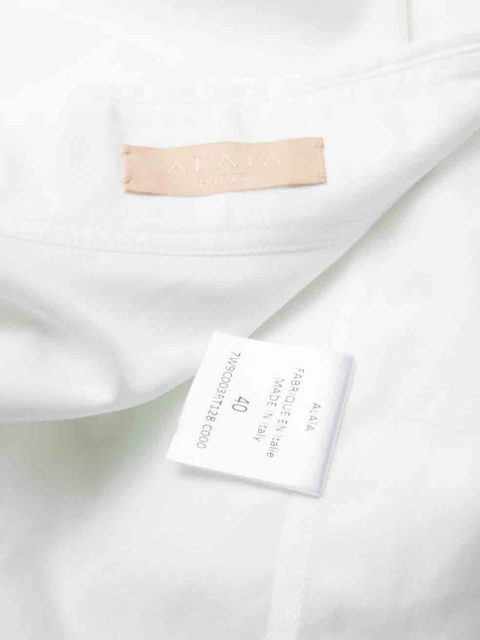 Alaïa White Long Sleeve Blouse Size L For Sale 4