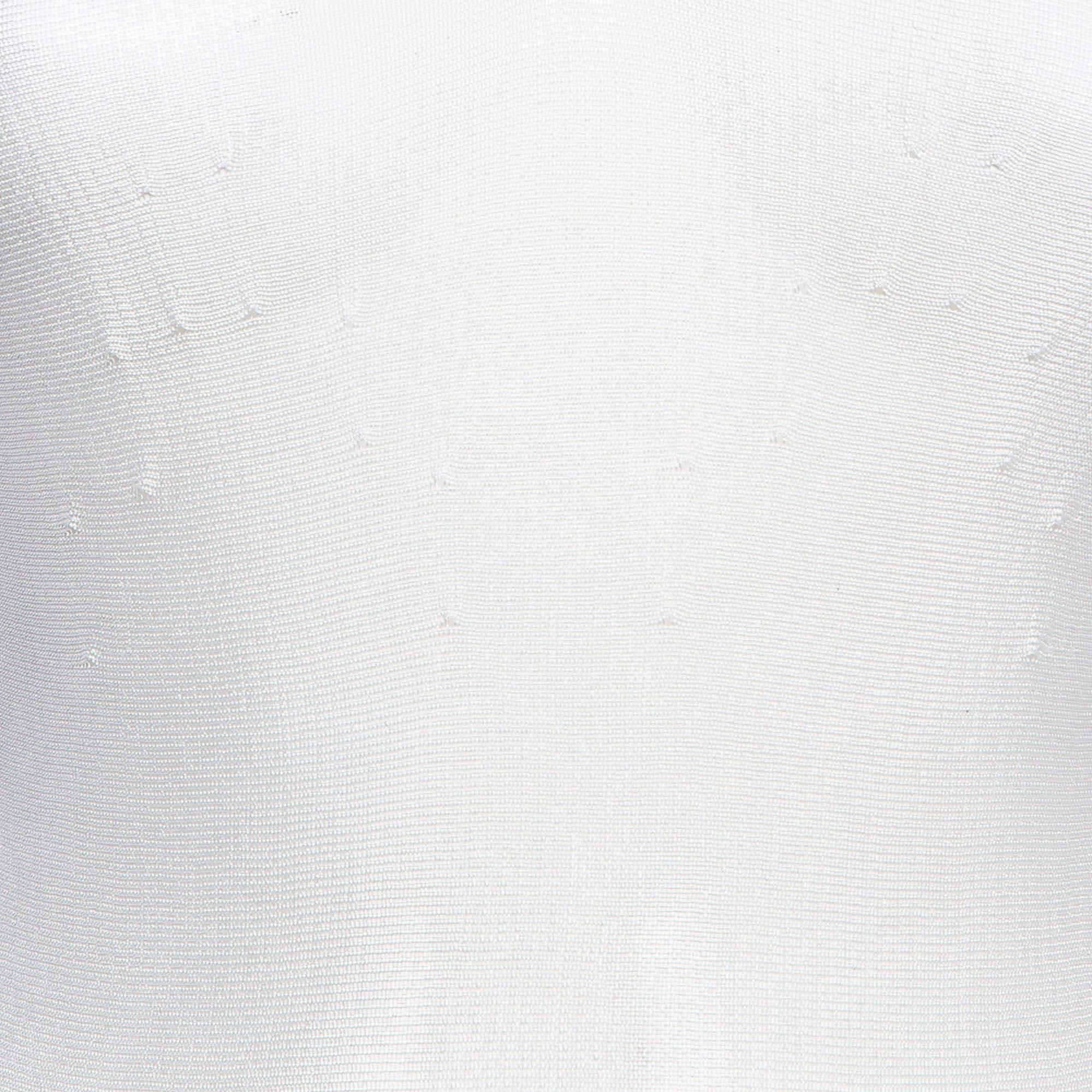 Gray Alaia White Pinhole Pattern Knit Sleeveless Mini Dress L