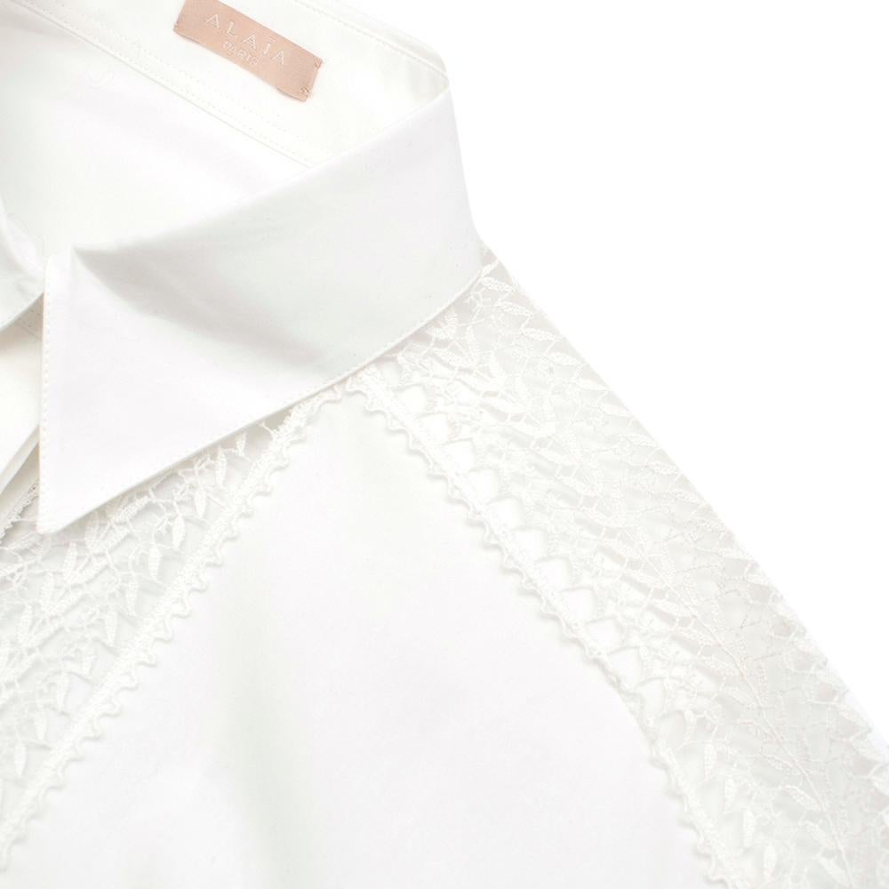 Alaia White Poplin Lace Panelled Shirt 36 UK8  5